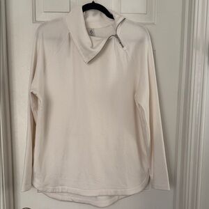 Lou & grey zip neck signature soft cream pullover sweatshirt small